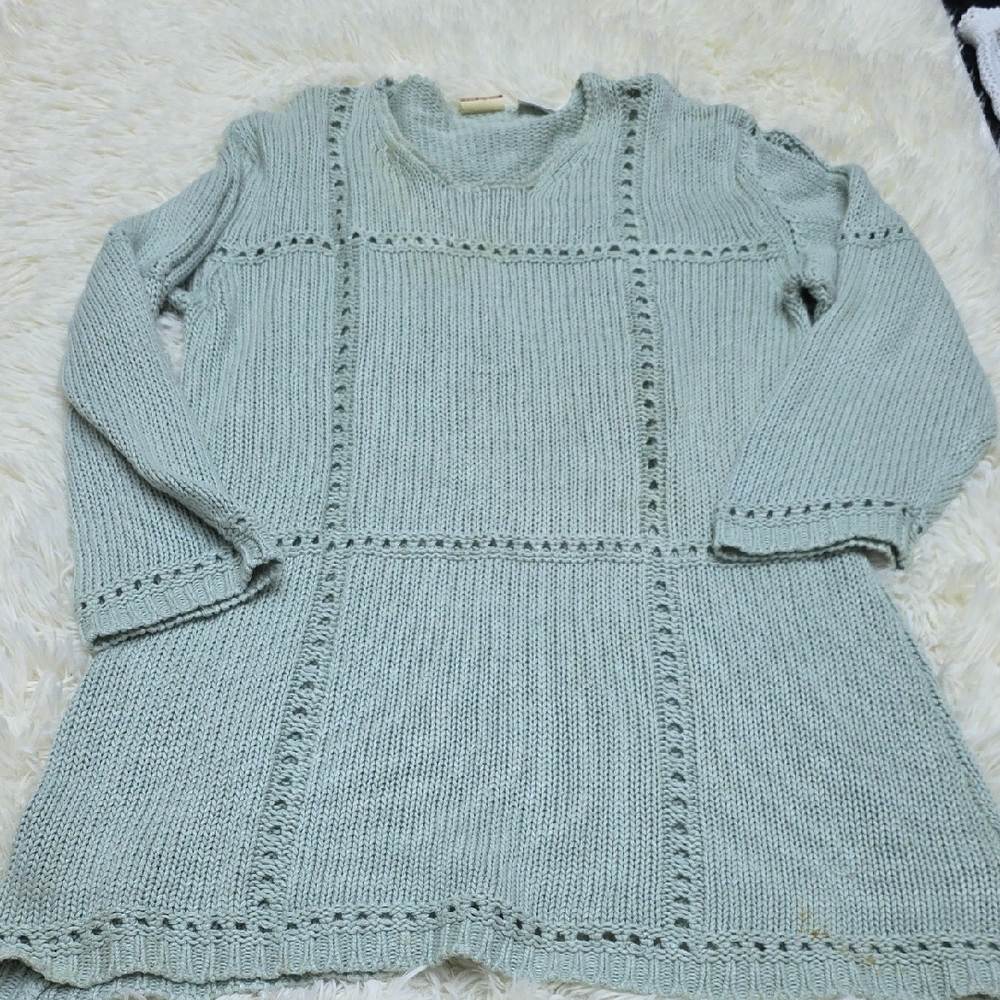Von Saken Vintage 90s Mint Knit Sweater Dress - Picture 1 of 6